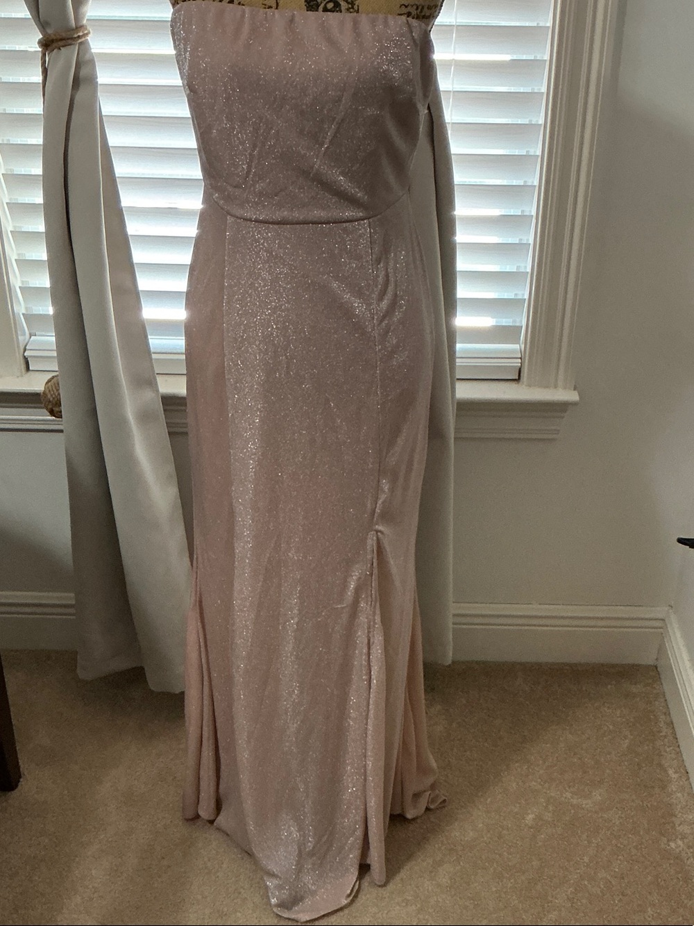 Strapless Sparkle Evening Gown - Blush Pink
